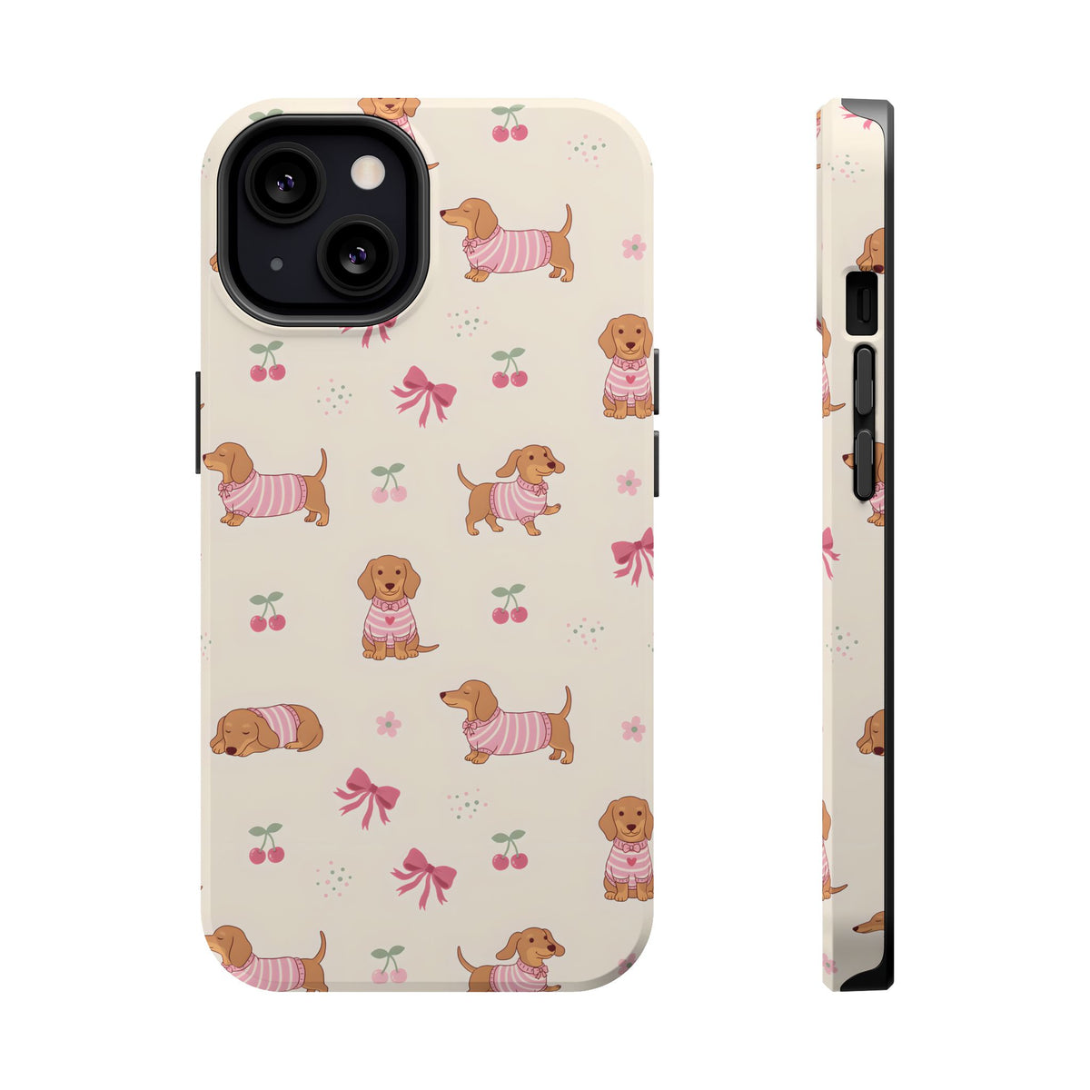 Dachshund Cherry MagSafe case for iPhone 13, glossy finish