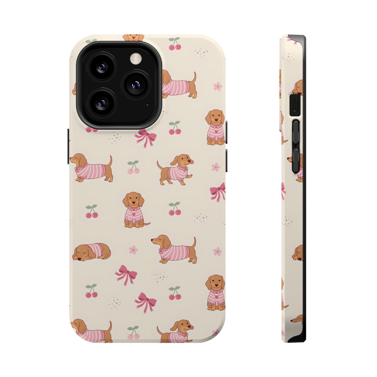 Dachshund Cherry MagSafe case for iPhone 13 Pro, glossy finish