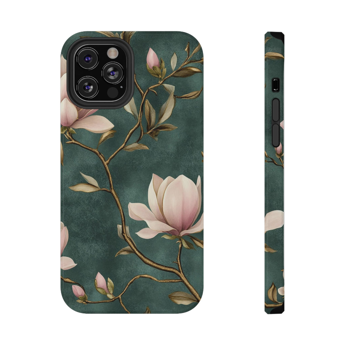 Emerald Magnolia protective phone case for iPhone 12 Pro, glossy finish