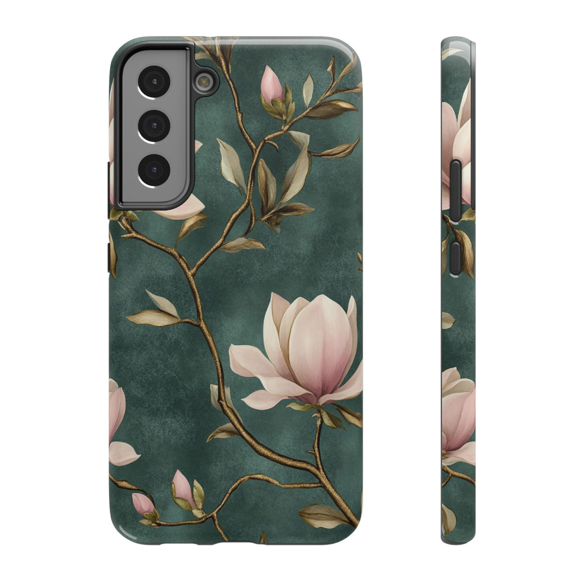 Emerald Magnolia protective phone case for Samsung Galaxy S22 Plus, glossy finish