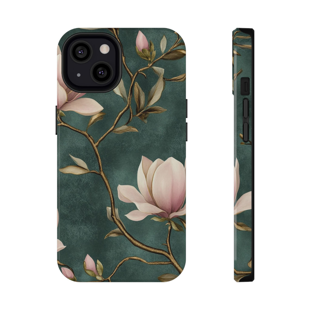 Emerald Magnolia protective phone case for iPhone 13, glossy finish