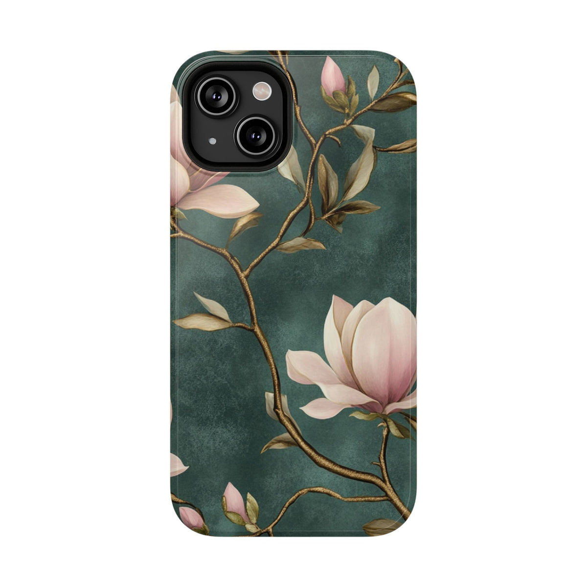 Emerald Magnolia protective phone case for iPhone 14, glossy finish
