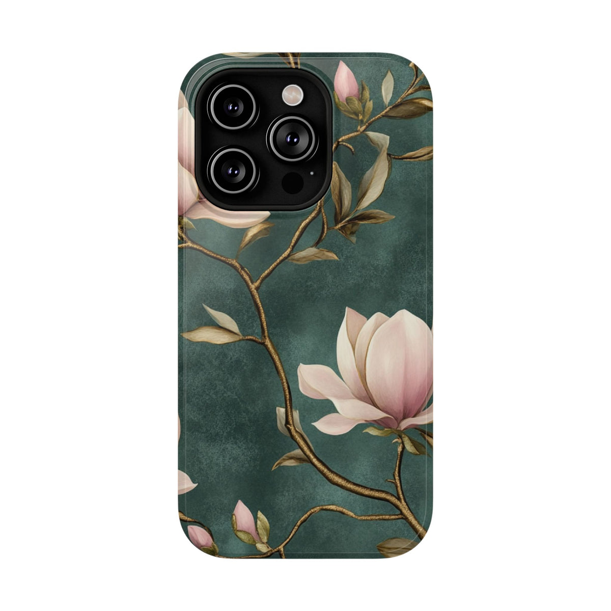 Emerald Magnolia protective phone case for iPhone 14 Pro, glossy finish
