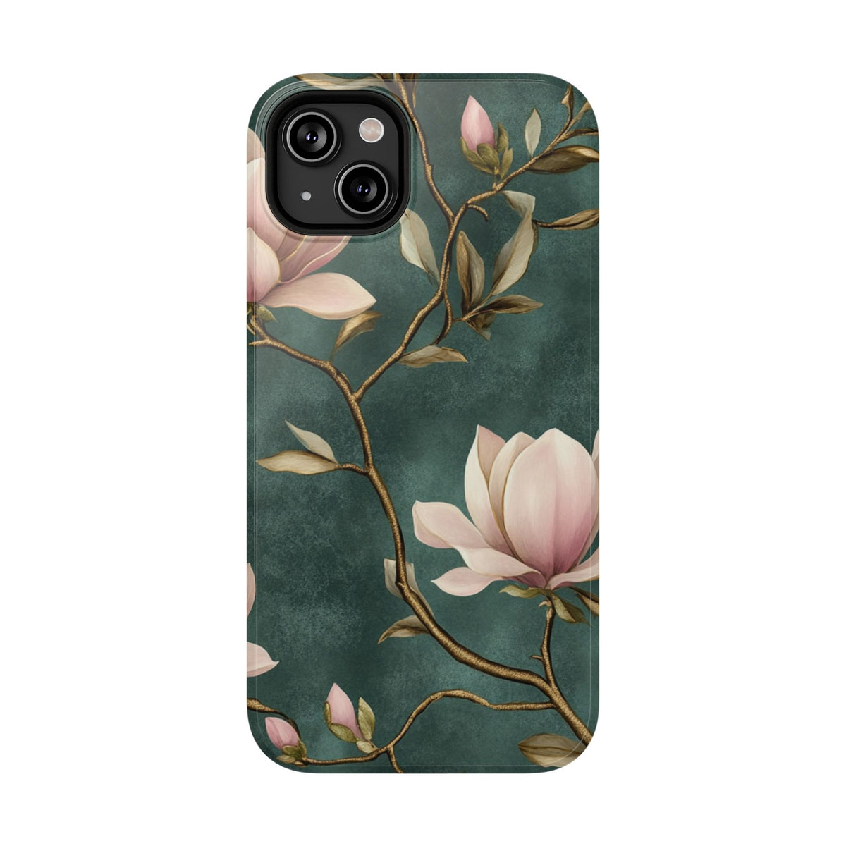 Emerald Magnolia protective phone case for iPhone 14 Plus, glossy finish