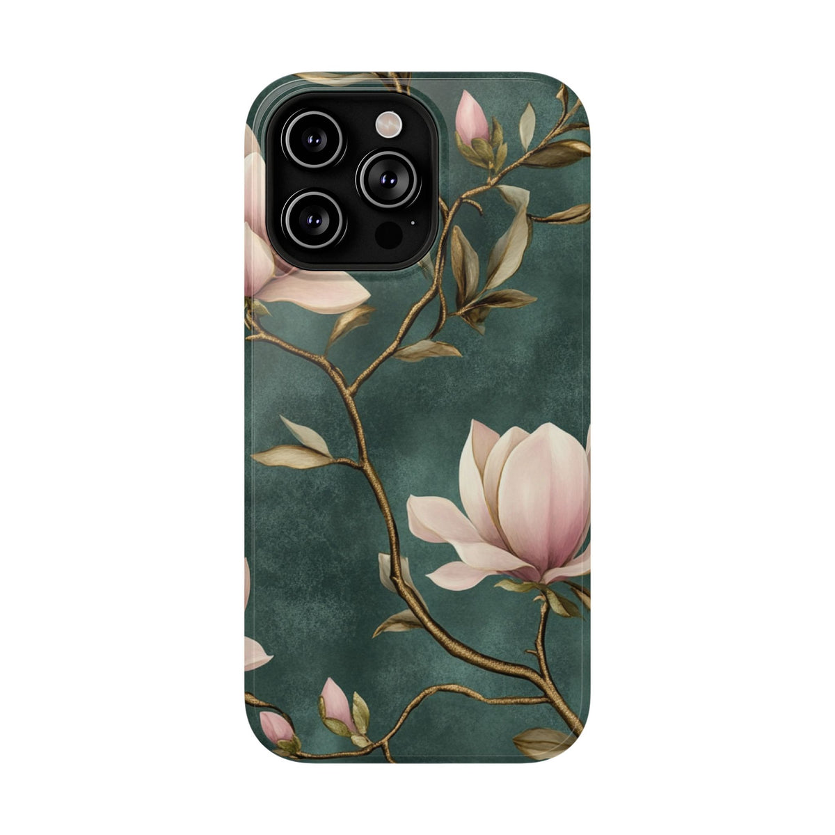 Emerald Magnolia protective phone case for iPhone 14 Pro Max, glossy finish