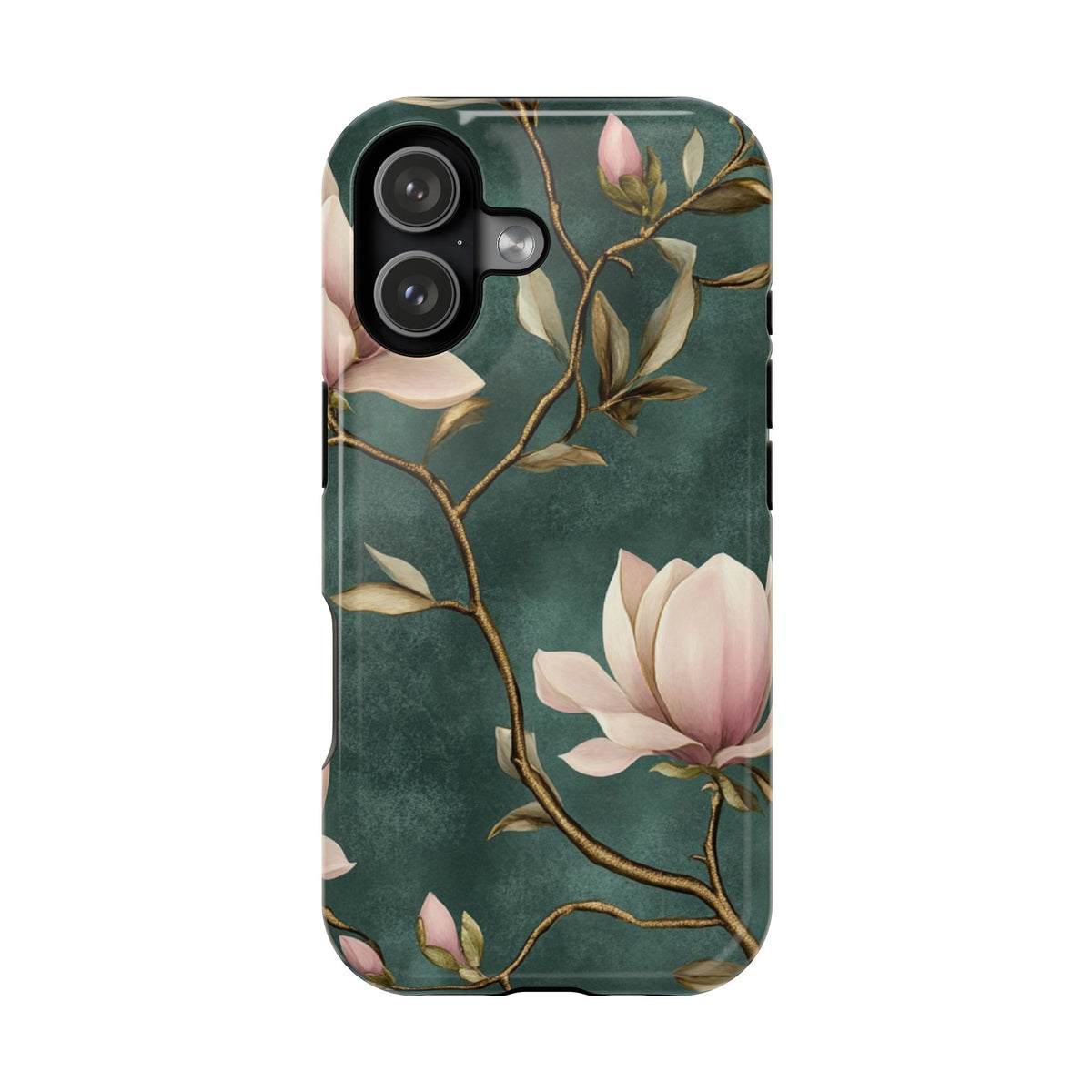 Emerald Magnolia protective phone case for iPhone 17, glossy finish