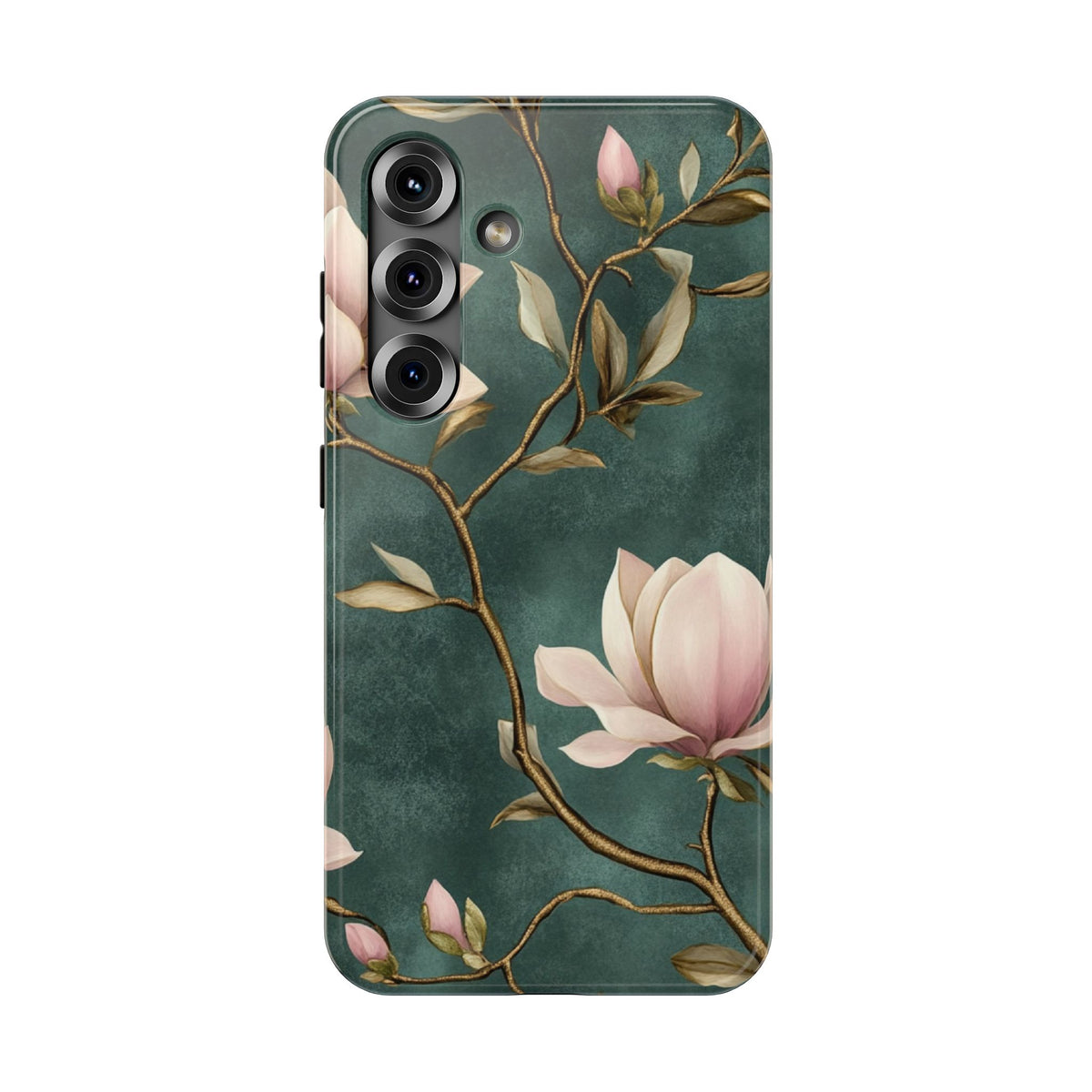 Emerald Magnolia protective phone case for Samsung Galaxy S25, glossy finish