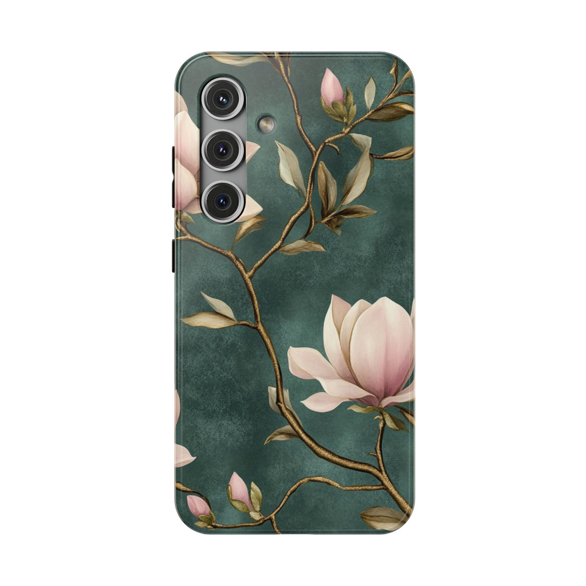 Emerald Magnolia protective phone case for Samsung Galaxy S24, glossy finish