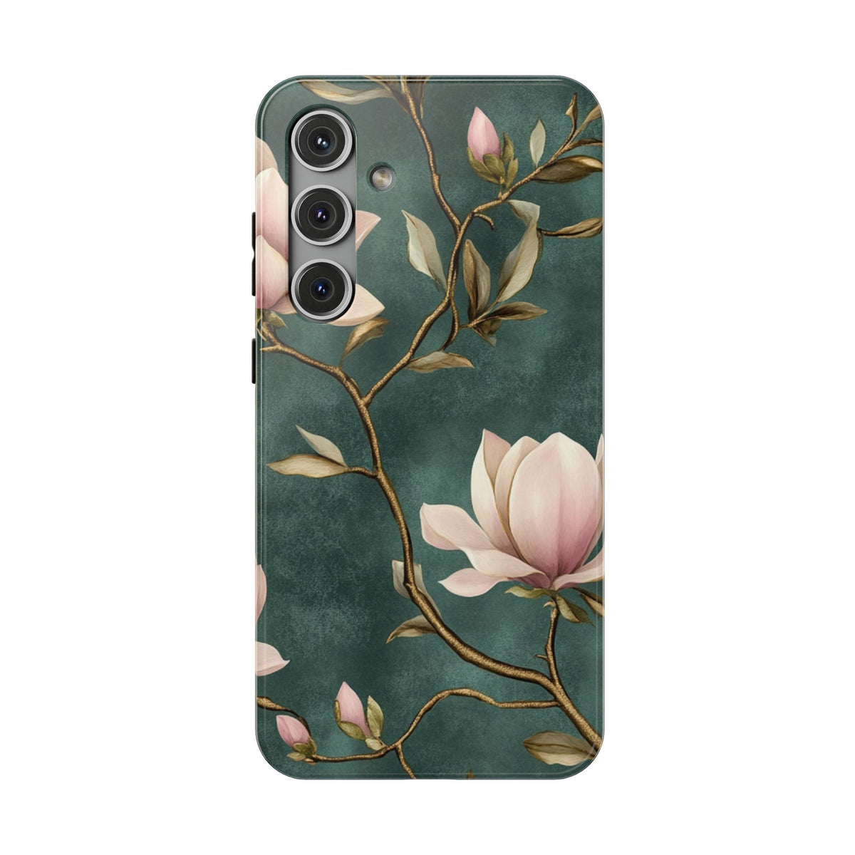 Emerald Magnolia protective phone case for Samsung Galaxy S24 Plus, glossy finish