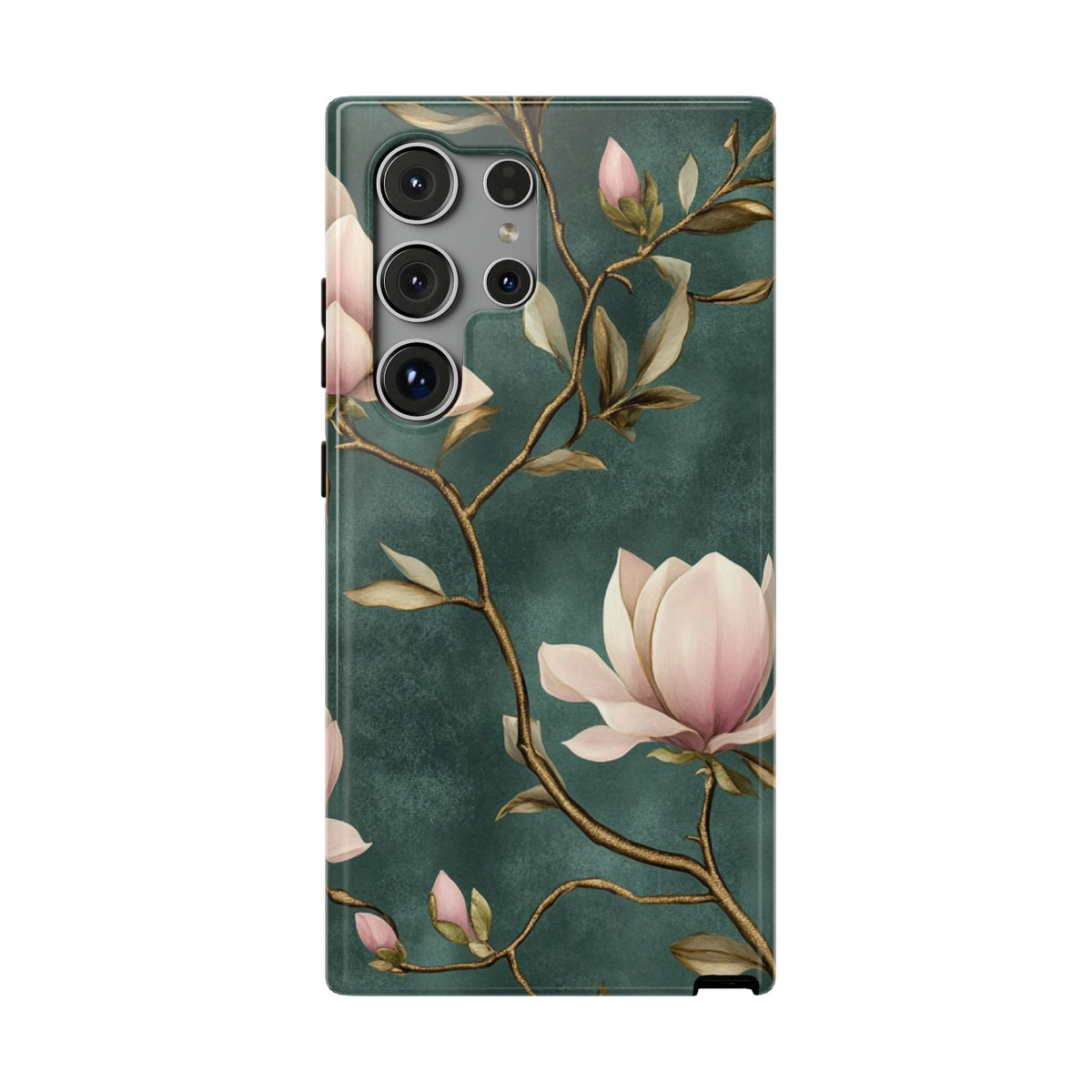 Emerald Magnolia protective phone case for Samsung Galaxy S24 Ultra, glossy finish