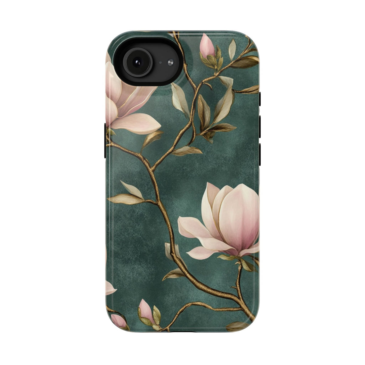 Emerald Magnolia protective phone case for iPhone 16e, glossy finish