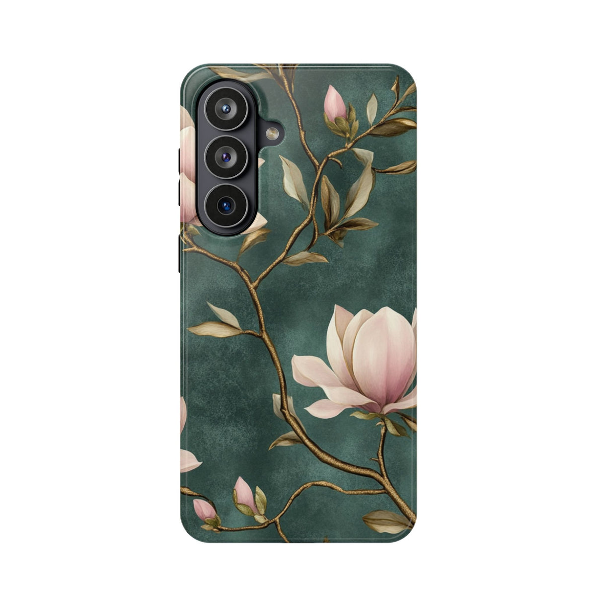 Emerald Magnolia protective phone case for Samsung Galaxy S26 Plus, glossy finish