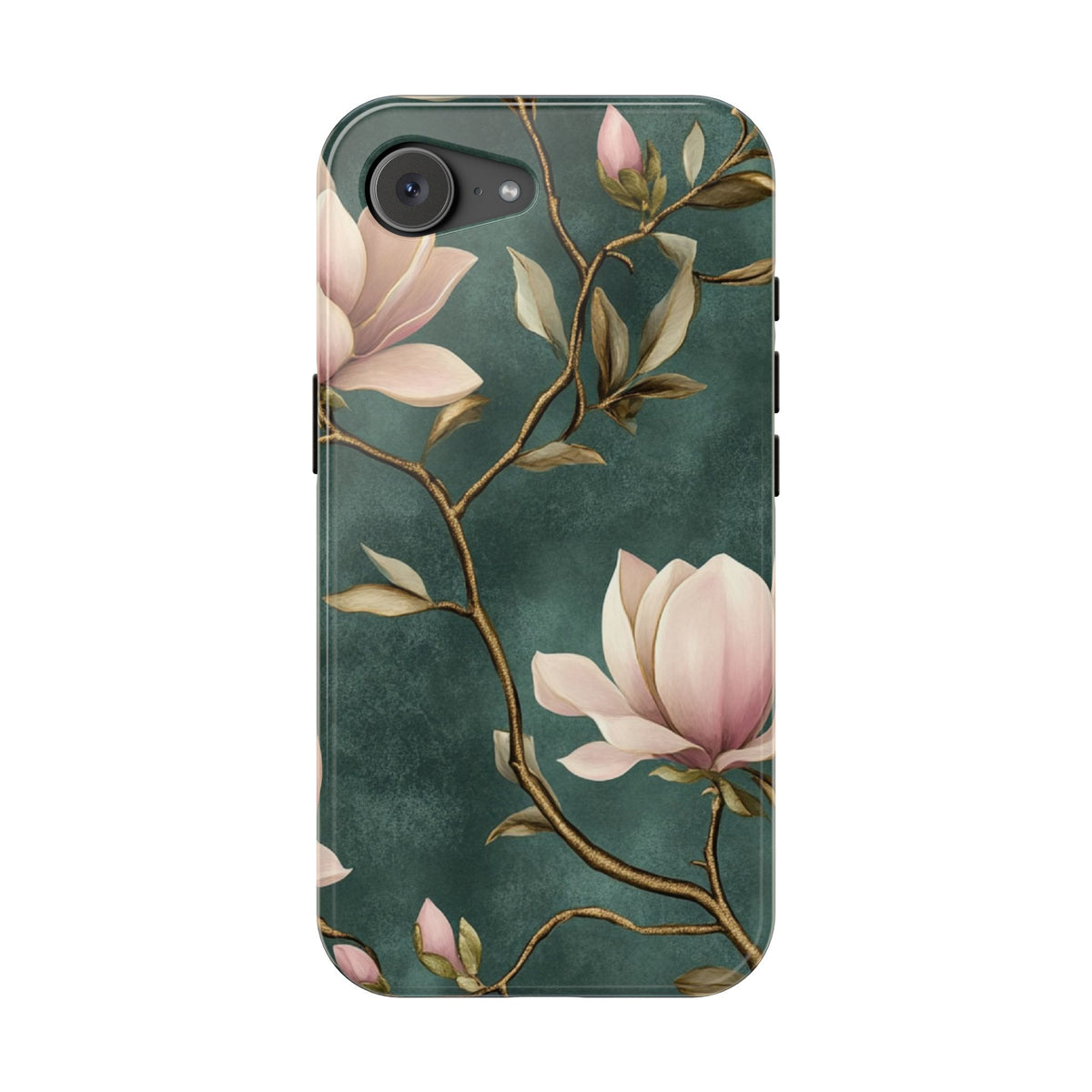 Emerald Magnolia protective phone case for iPhone 17e, glossy finish