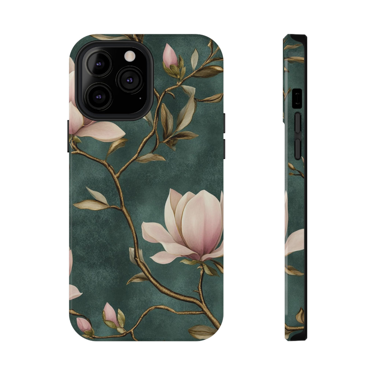 Emerald Magnolia protective phone case for iPhone 13 Pro Max, glossy finish
