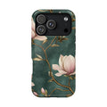 Emerald Magnolia MagSafe case for iPhone 18 Pro, glossy finish