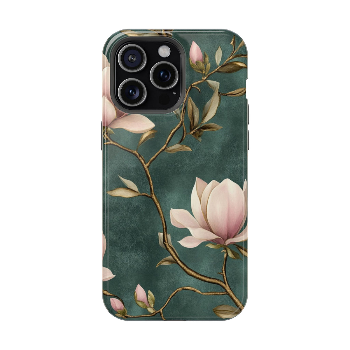 Emerald Magnolia MagSafe case for iPhone 15 Pro Max, glossy finish