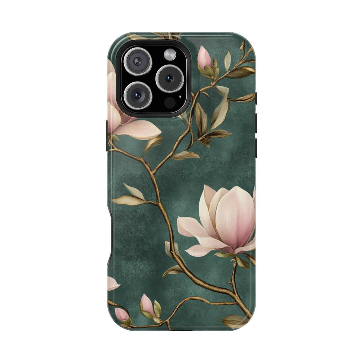 Emerald Magnolia MagSafe case for iPhone 16 Pro Max, glossy finish