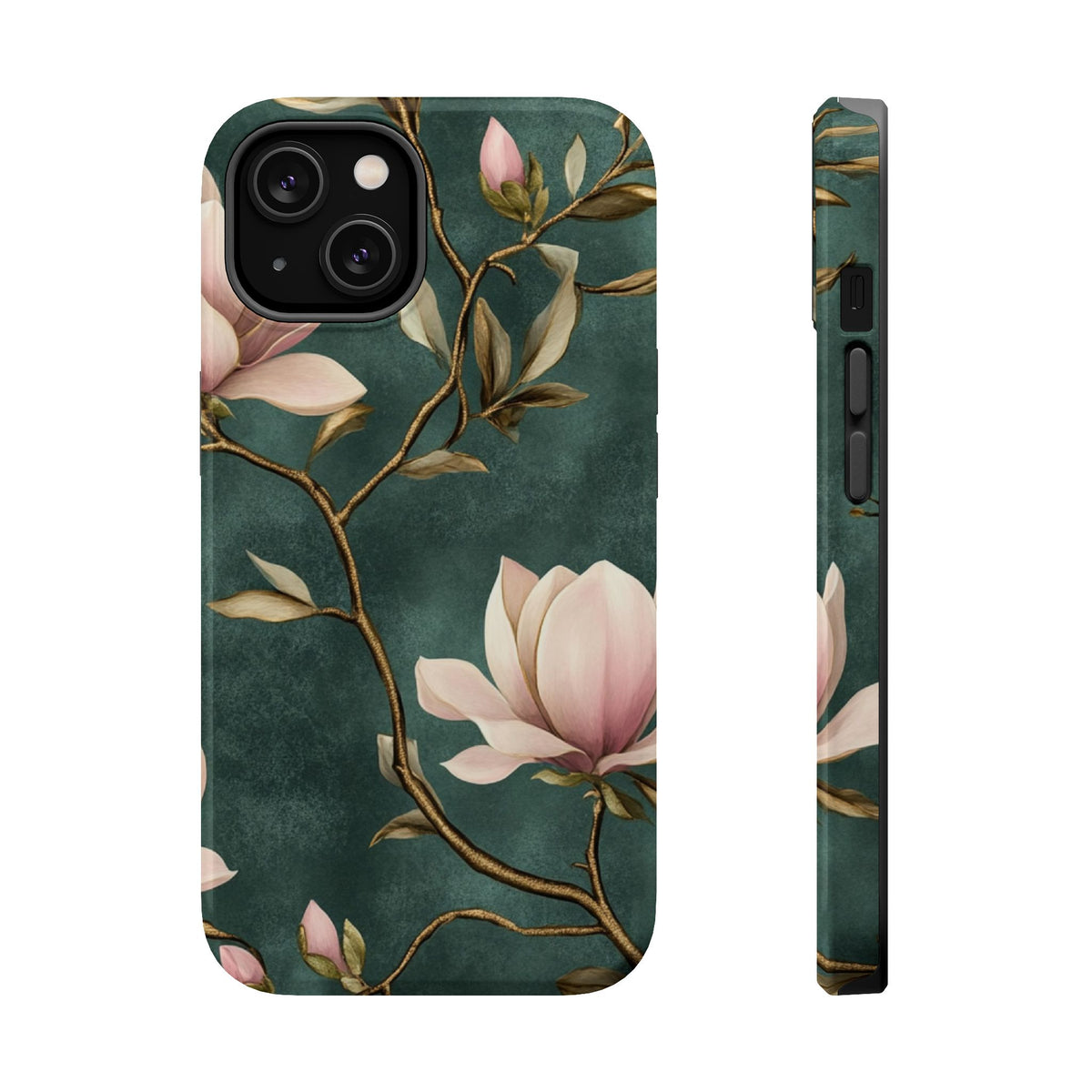 Emerald Magnolia MagSafe case for iPhone 14, glossy finish