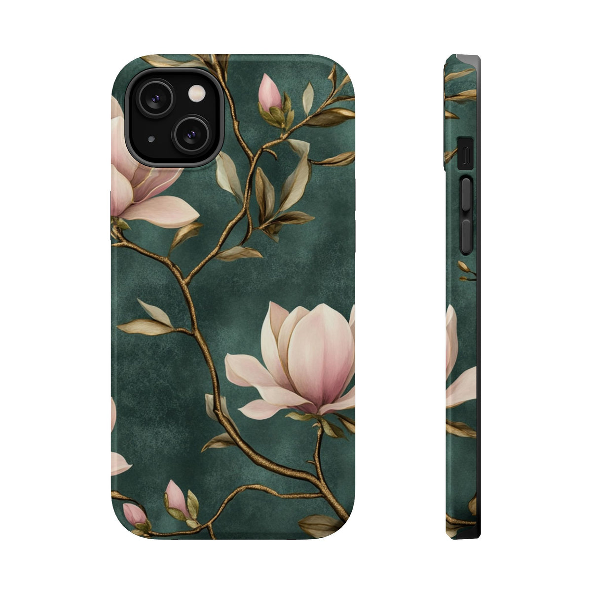 Emerald Magnolia MagSafe case for iPhone 14 Plus, glossy finish