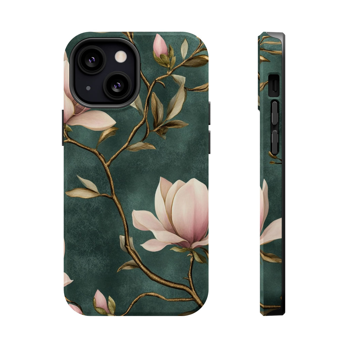 Emerald Magnolia MagSafe case for iPhone 13 Mini, glossy finish