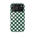 Emerald Polka Dot protective phone case for iPhone 18 Pro, glossy finish