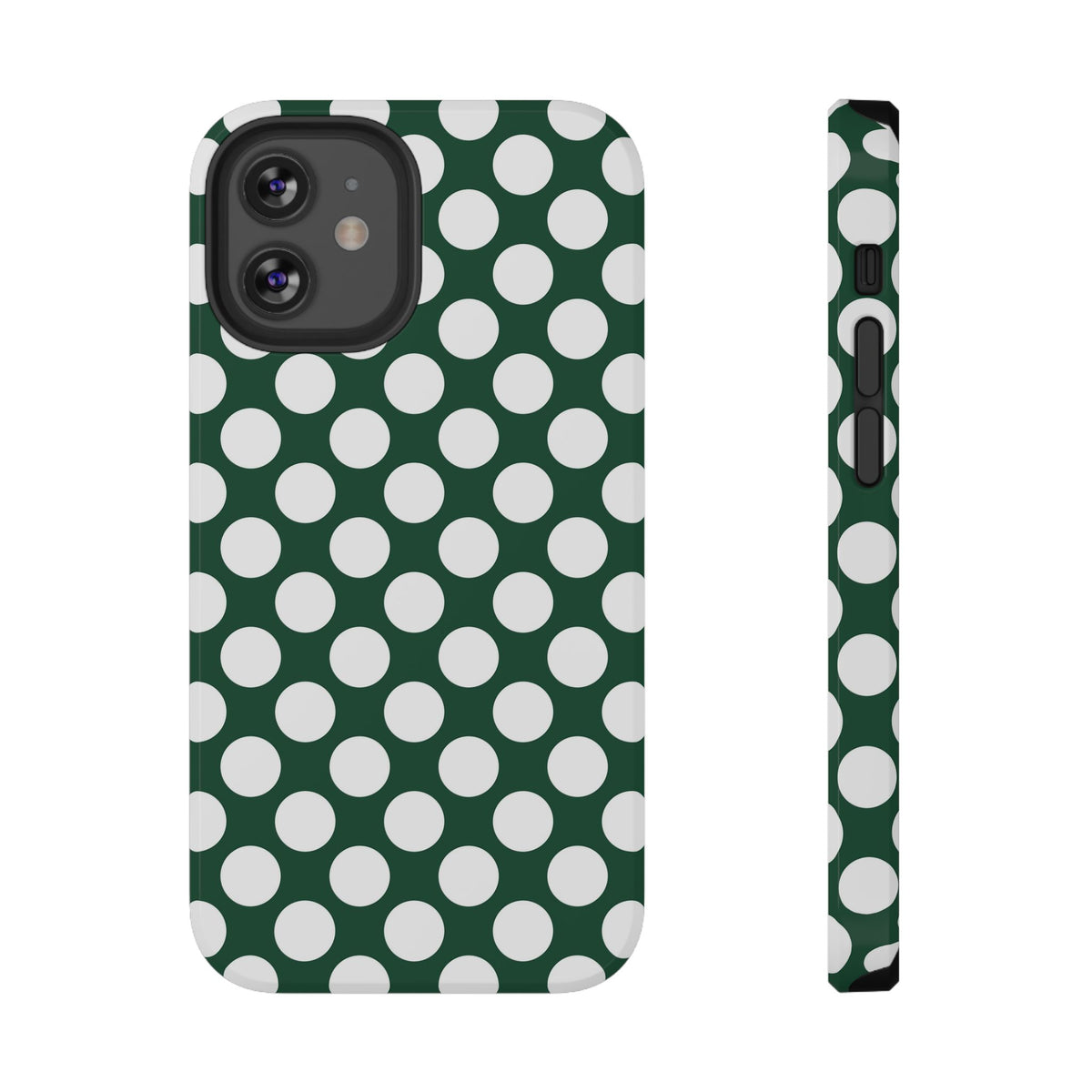 Emerald Polka Dot protective phone case for iPhone 12 Mini, glossy finish