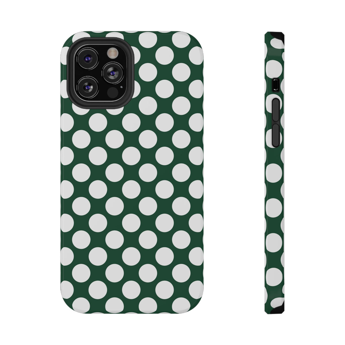 Emerald Polka Dot protective phone case for iPhone 12 Pro, glossy finish