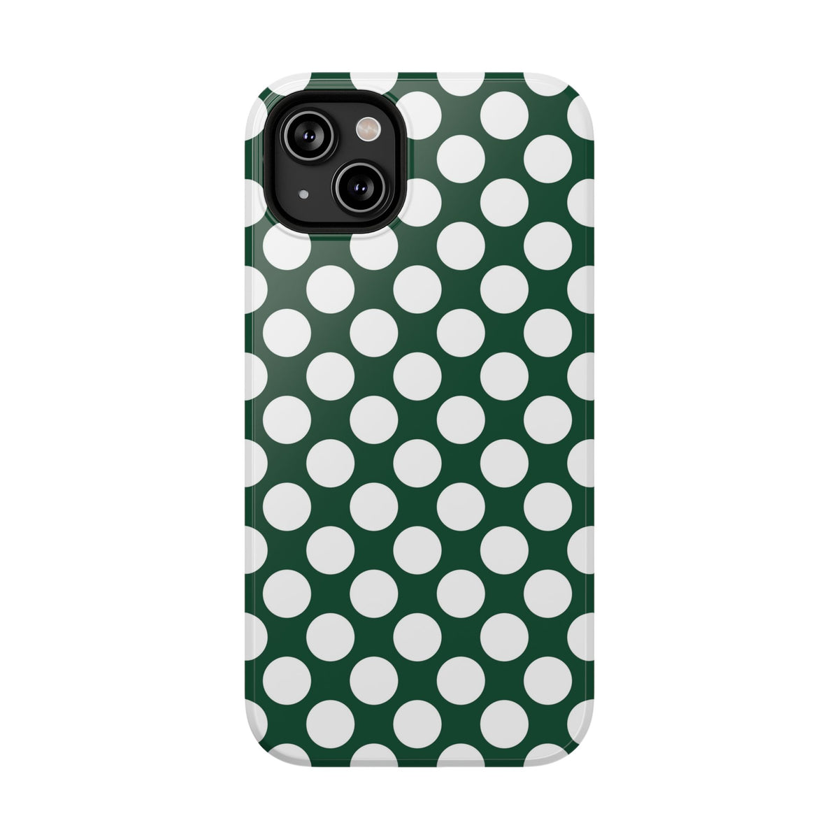 Emerald Polka Dot protective phone case for iPhone 14 Plus, glossy finish