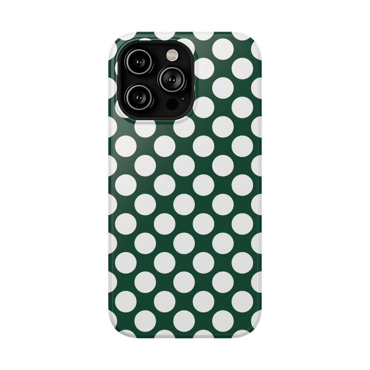 Emerald Polka Dot protective phone case for iPhone 14 Pro Max, glossy finish