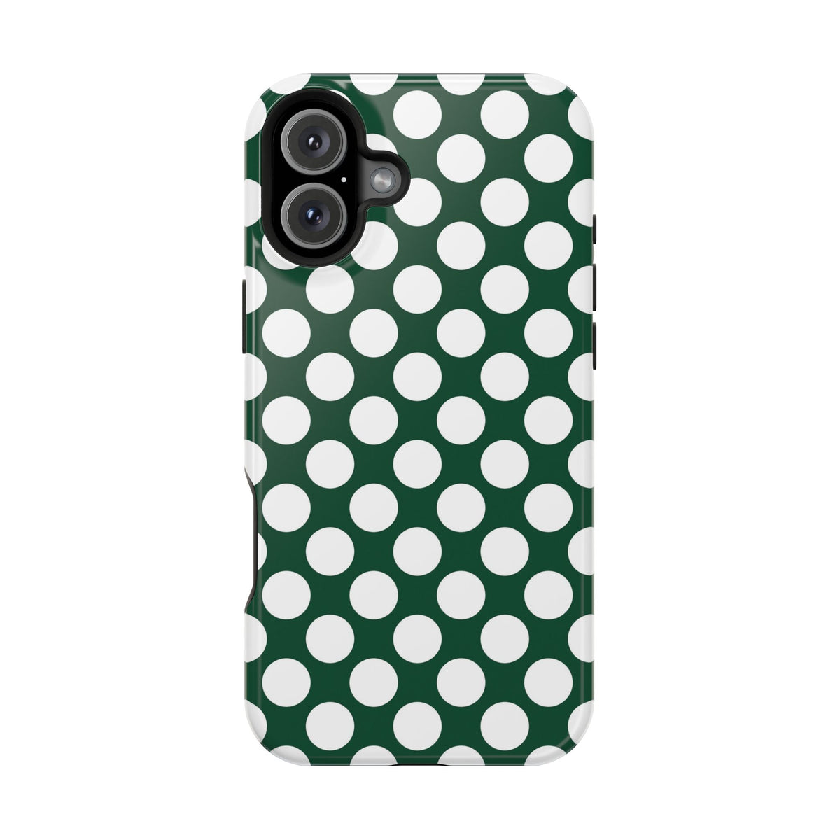Emerald Polka Dot protective phone case for iPhone 16 Plus, glossy finish
