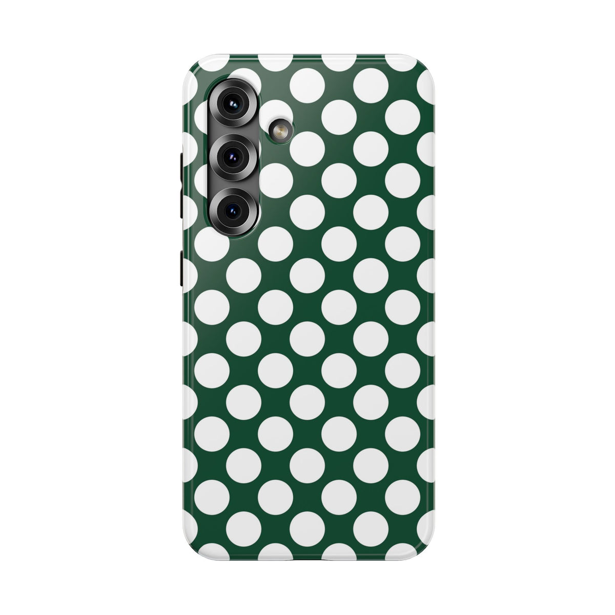 Emerald Polka Dot protective phone case for Samsung Galaxy S25, glossy finish