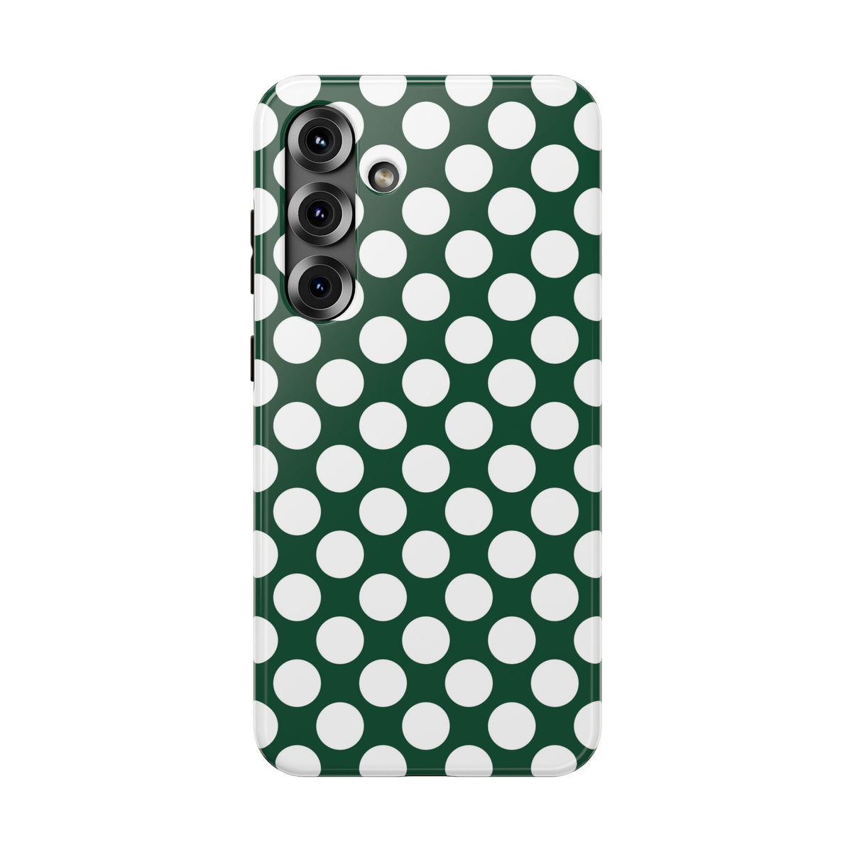 Emerald Polka Dot protective phone case for Samsung Galaxy S25 Plus, glossy finish
