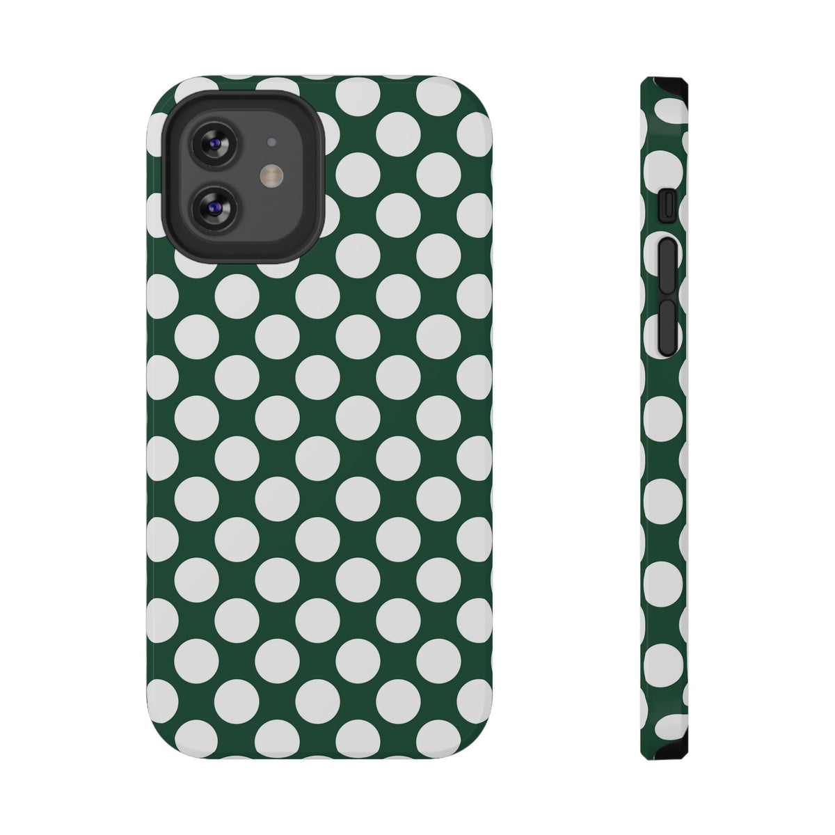 Emerald Polka Dot protective phone case for iPhone 12, glossy finish
