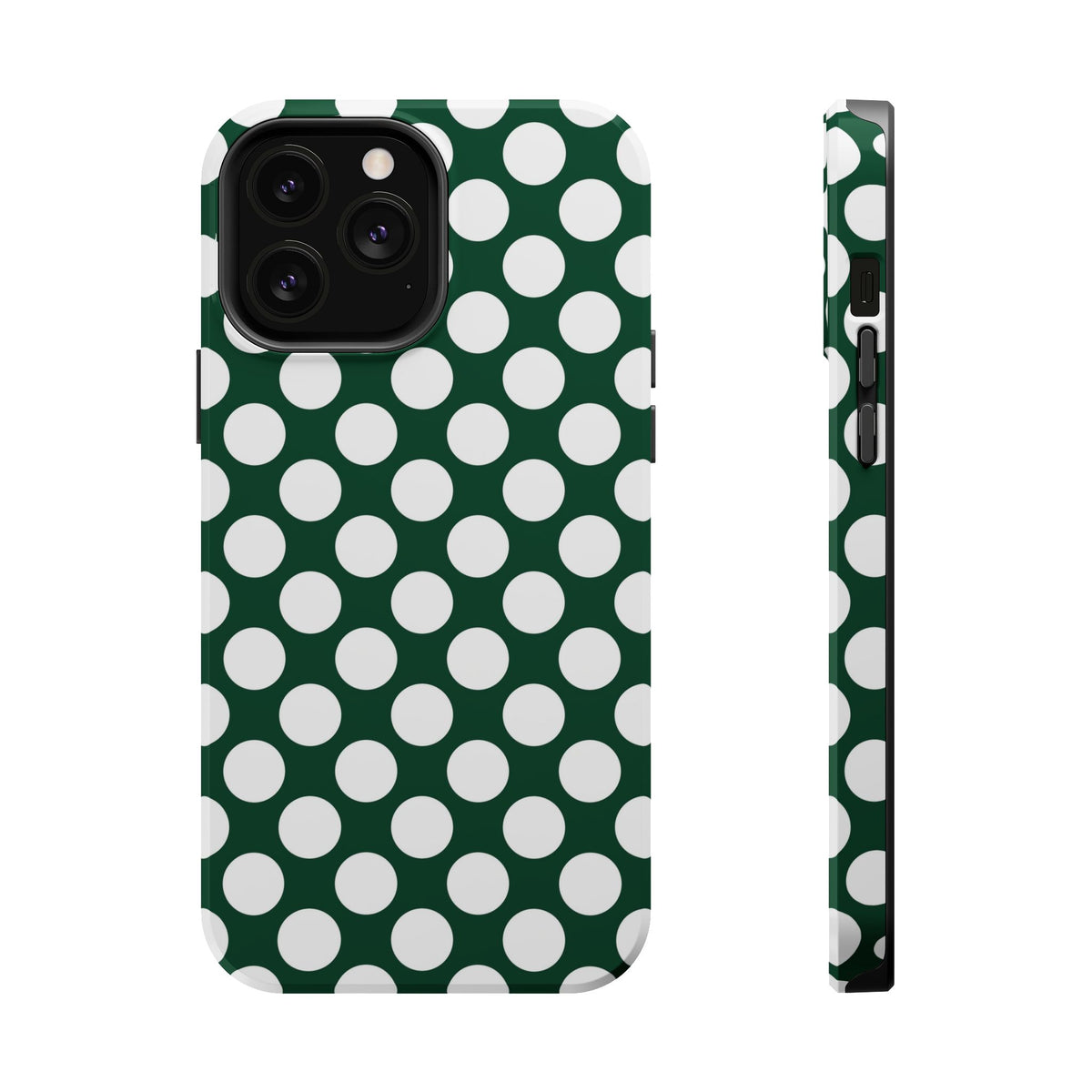 Emerald Polka Dot MagSafe case for iPhone 13 Pro Max, glossy finish