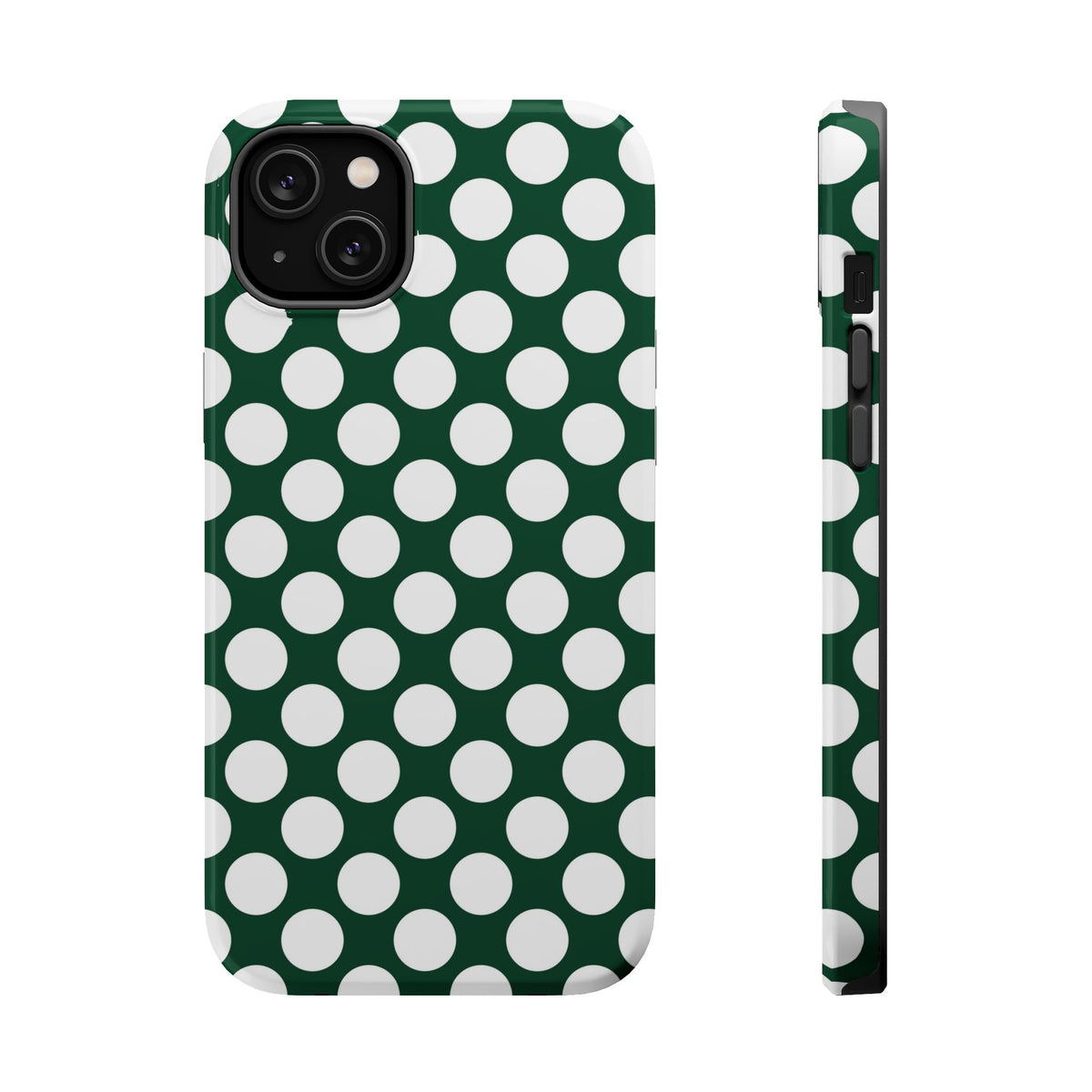 Emerald Polka Dot MagSafe case for iPhone 14 Plus, glossy finish