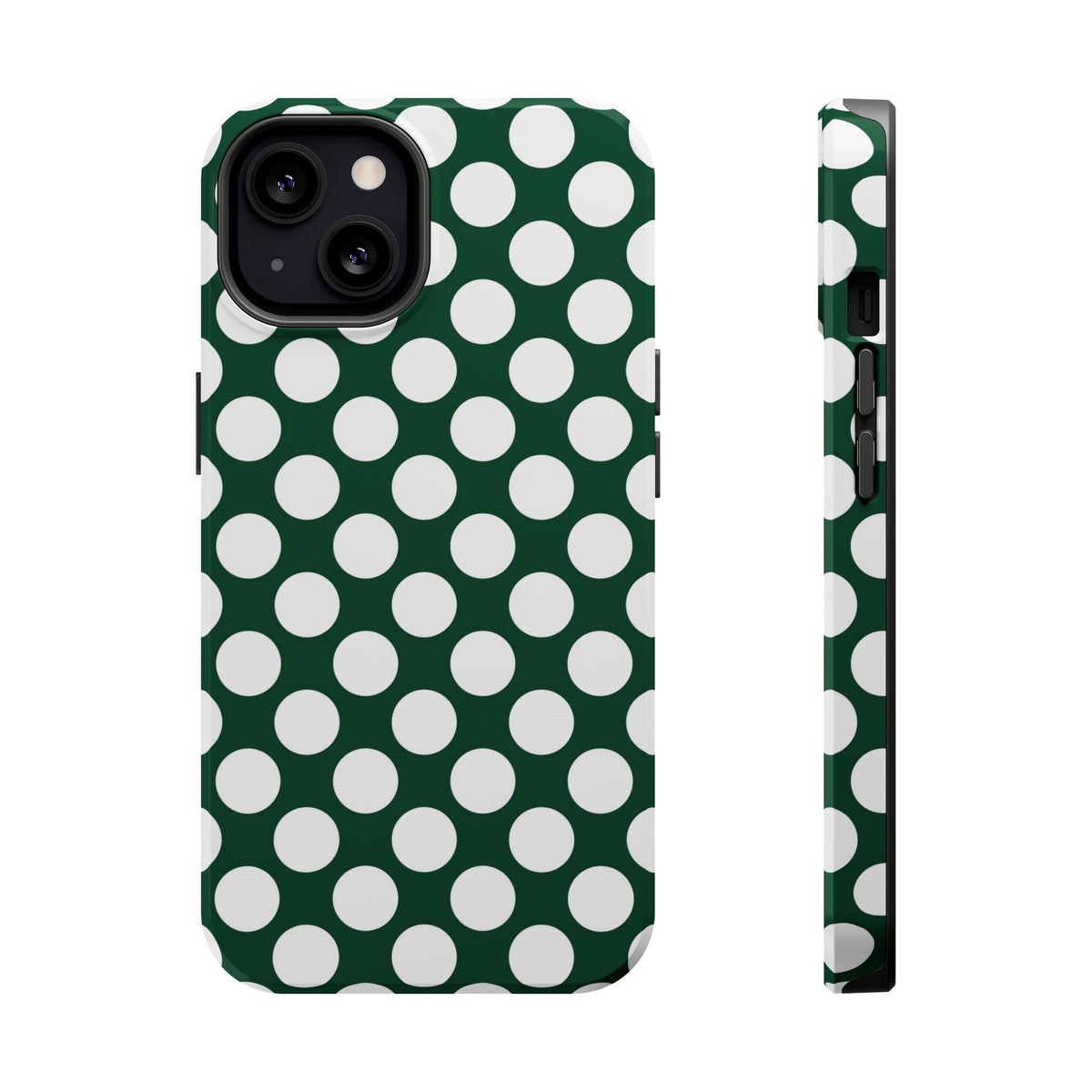 Emerald Polka Dot MagSafe case for iPhone 13, glossy finish