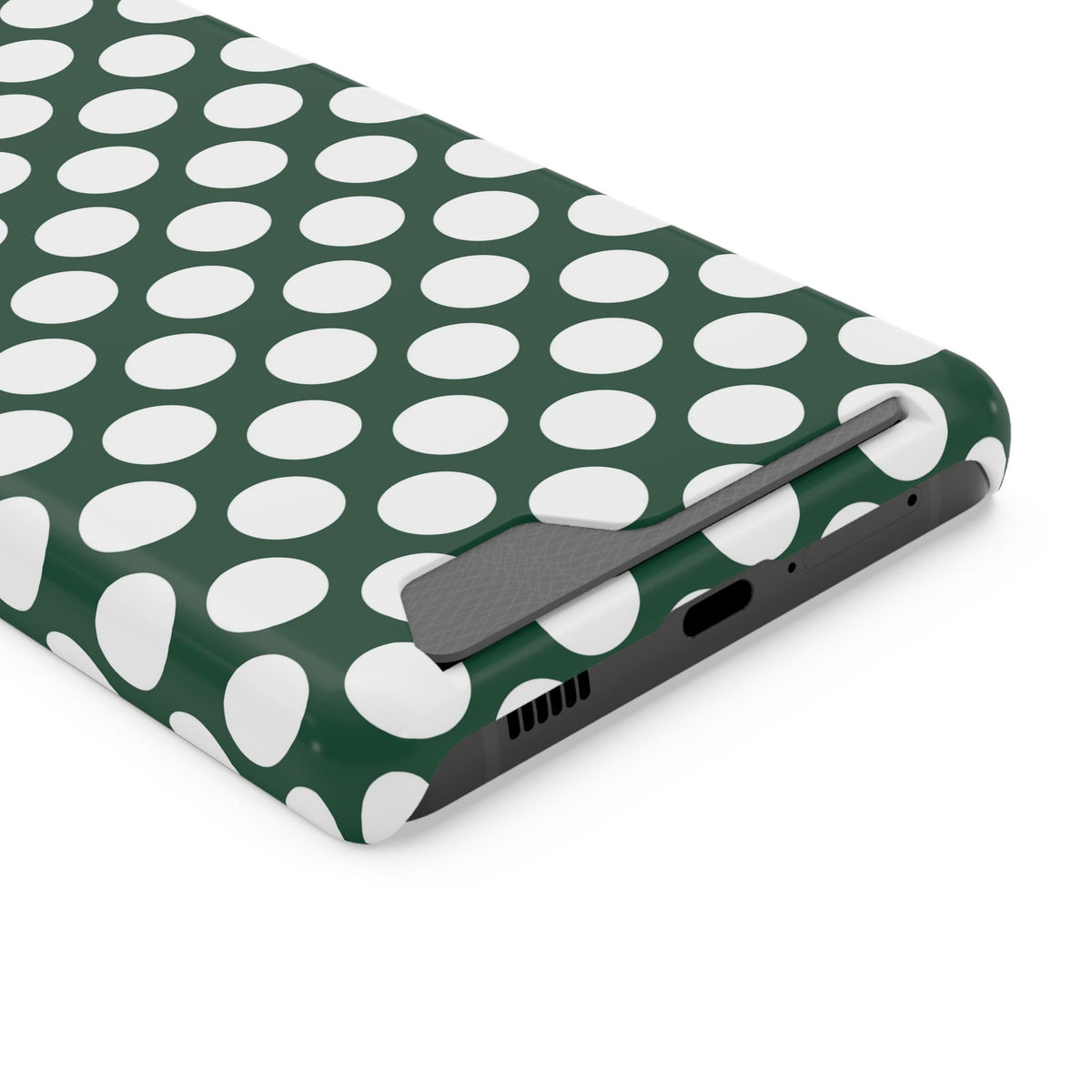 Emerald Polka Dot phone case with card holder for Samsung Galaxy S21 Ultra, glossy finish