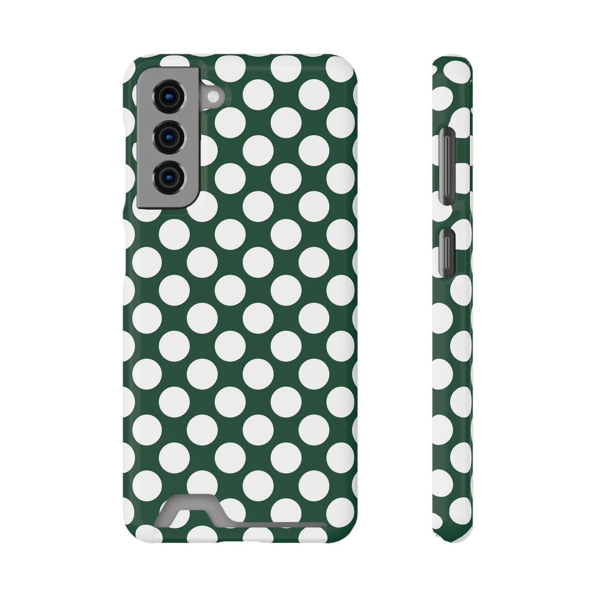 Emerald Polka Dot phone case with card holder for Samsung Galaxy S21, glossy finish