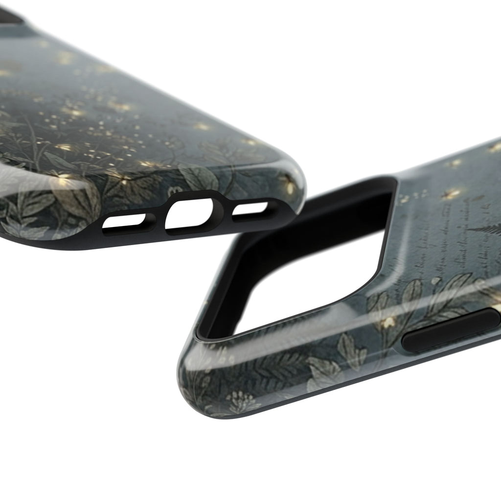 Enchanted Forest protective phone case, close-up at an angle