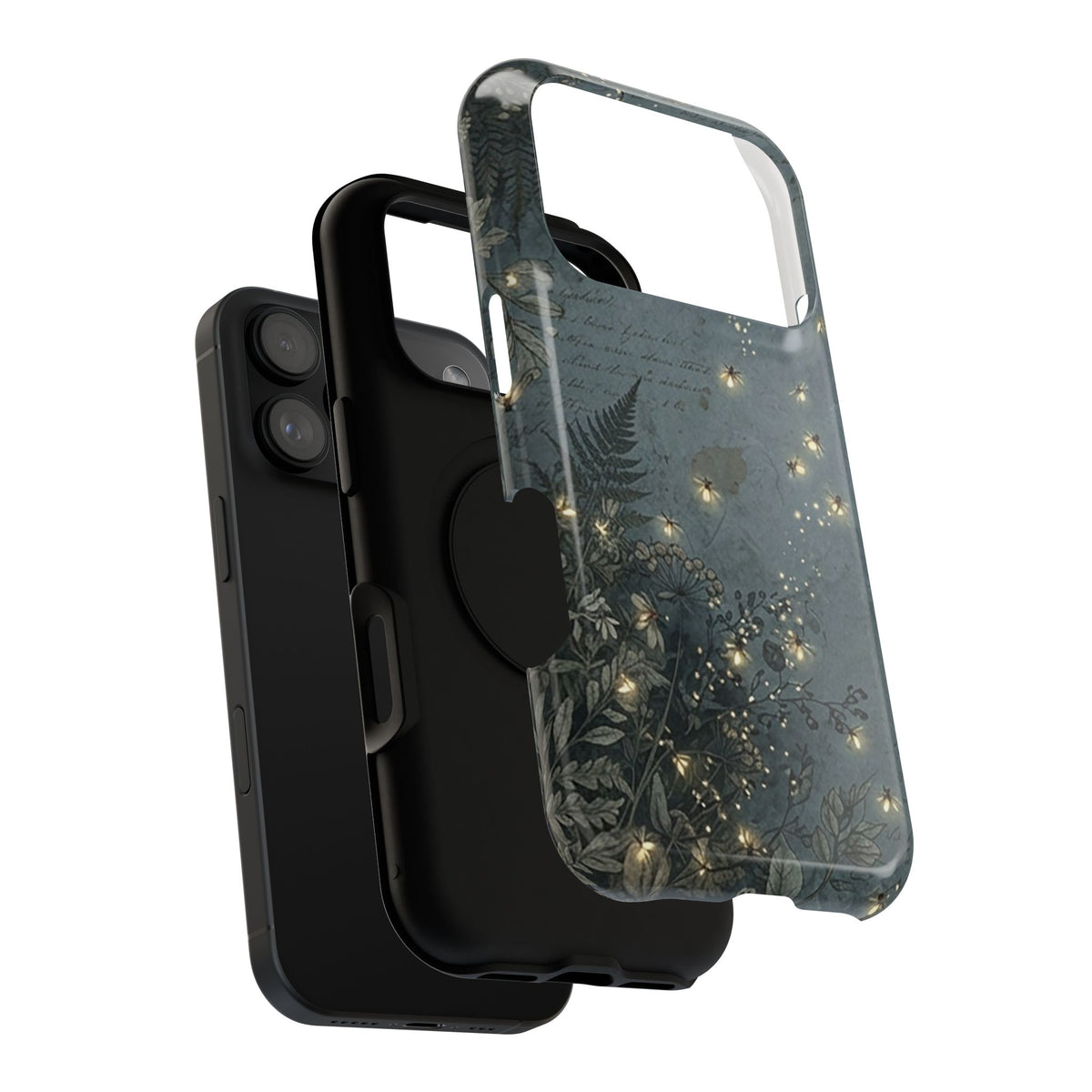 Enchanted Forest protective phone case, close-up of the dual-layer construction