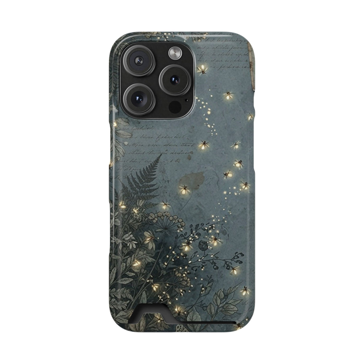 Enchanted Forest phone case with card holder for iPhone 16 Pro, glossy finish
