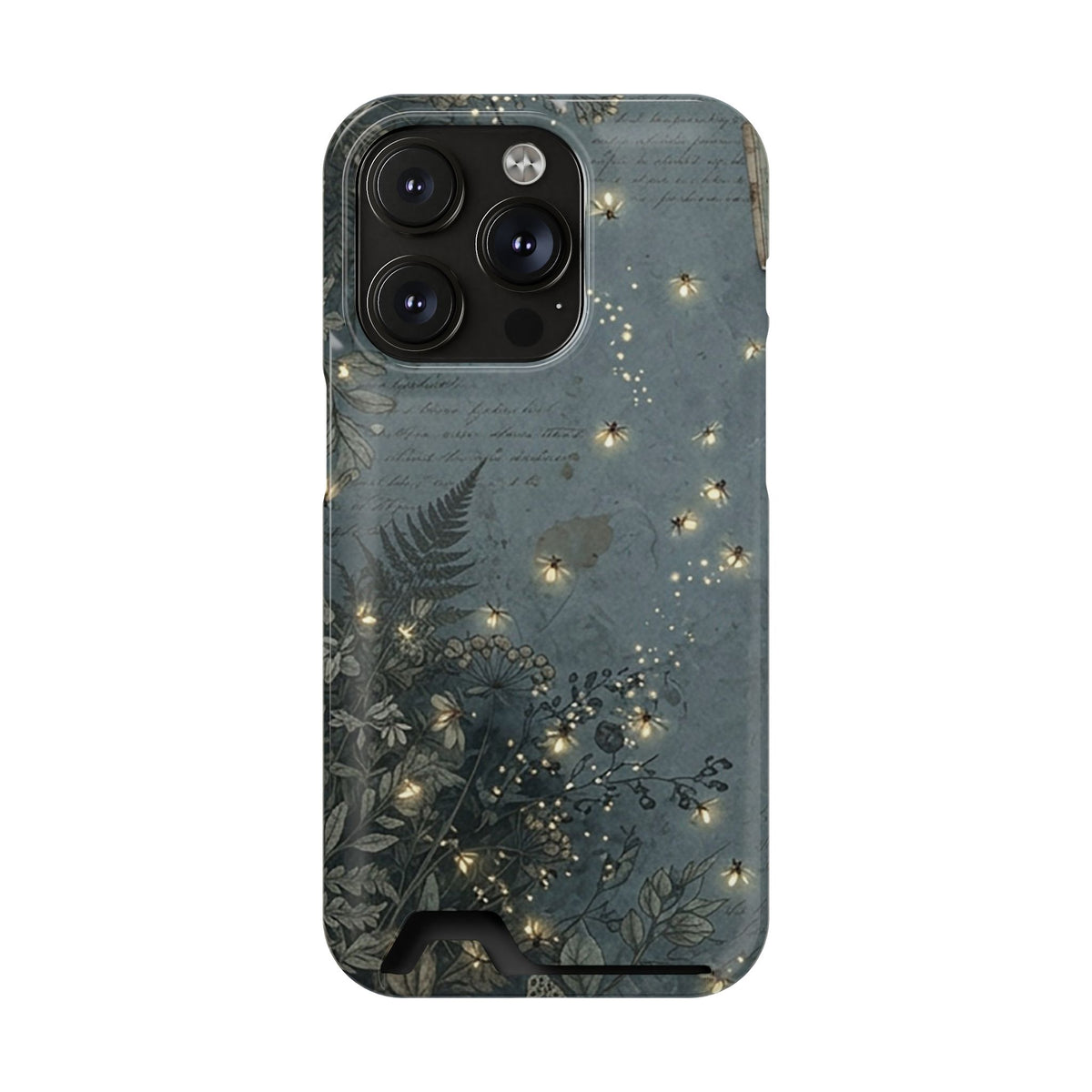 Enchanted Forest phone case with card holder for iPhone 14 Pro, glossy finish
