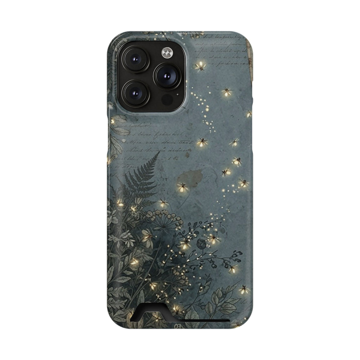 Enchanted Forest phone case with card holder for iPhone 14 Pro Max, glossy finish