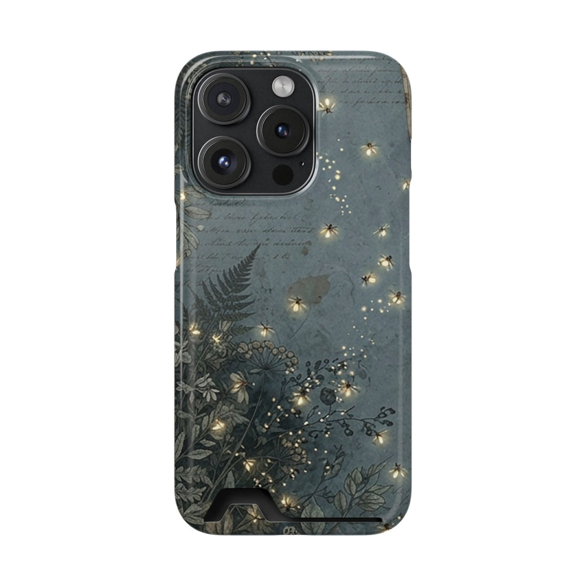 Enchanted Forest phone case with card holder for iPhone 15 Pro, glossy finish