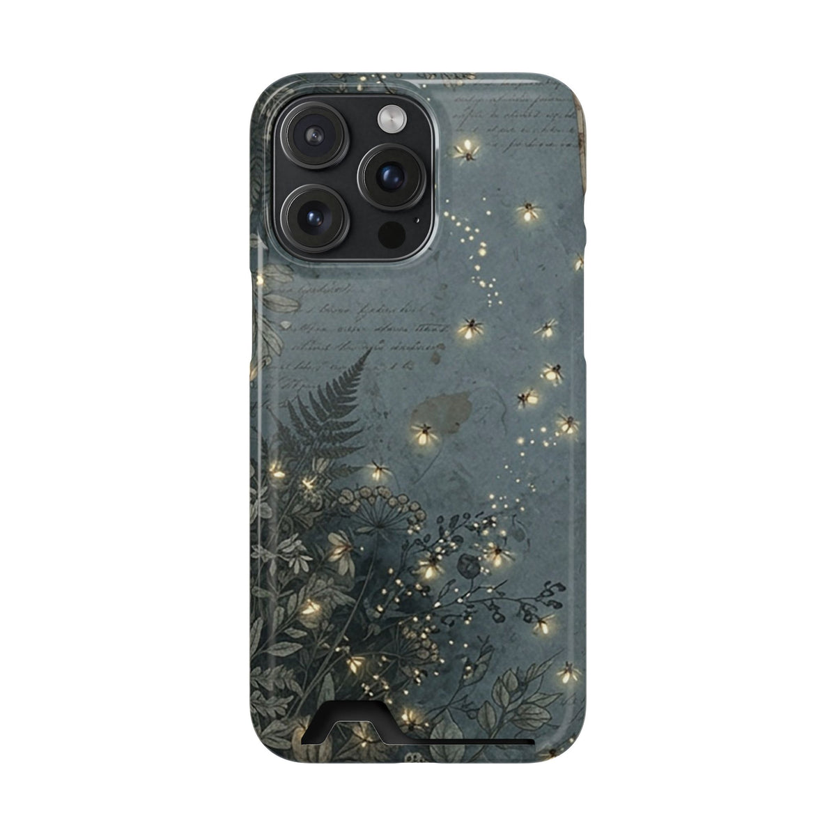 Enchanted Forest phone case with card holder for iPhone 15 Pro Max, glossy finish
