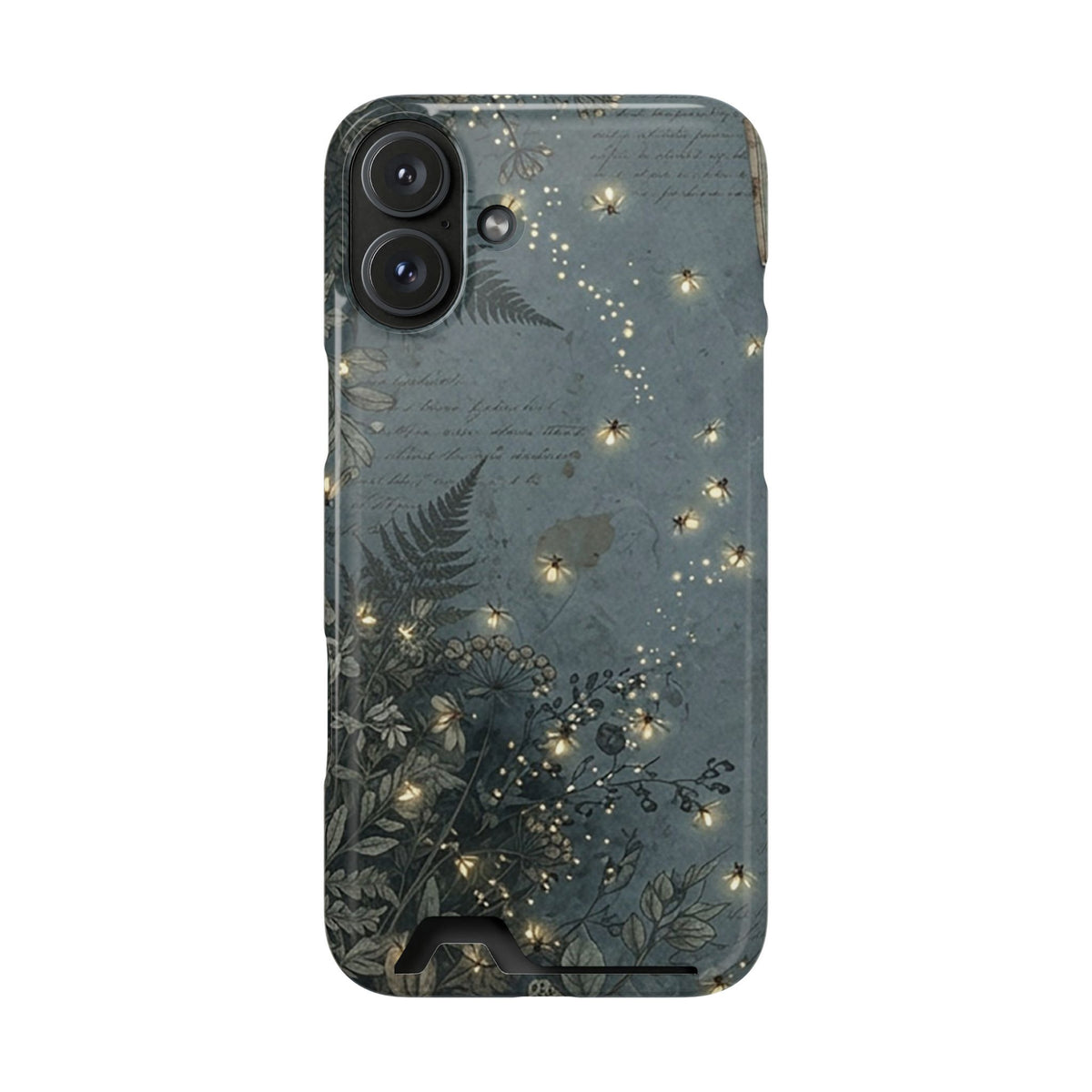 Enchanted Forest phone case with card holder for iPhone 16 Plus, glossy finish