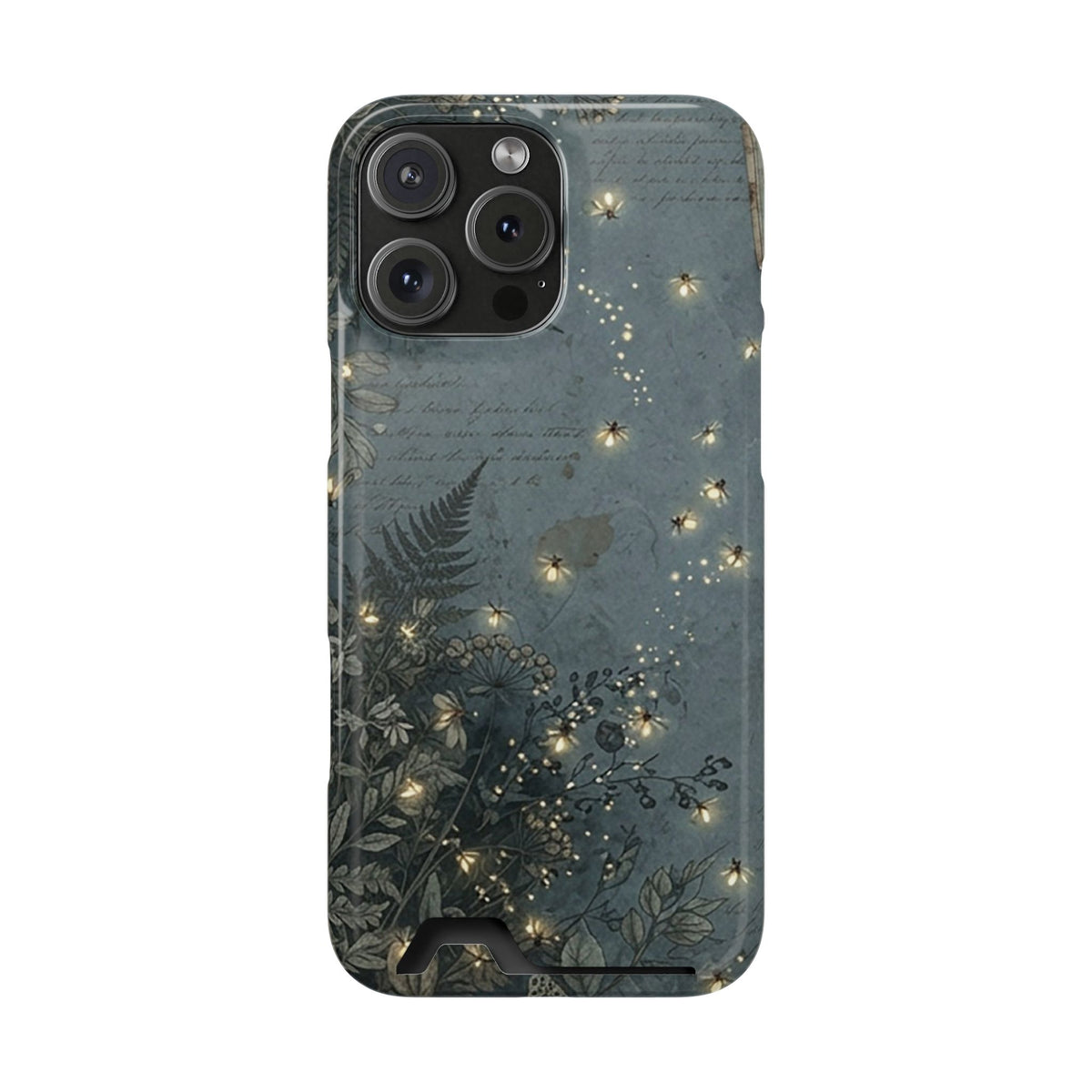 Enchanted Forest phone case with card holder for iPhone 16 Pro Max, glossy finish