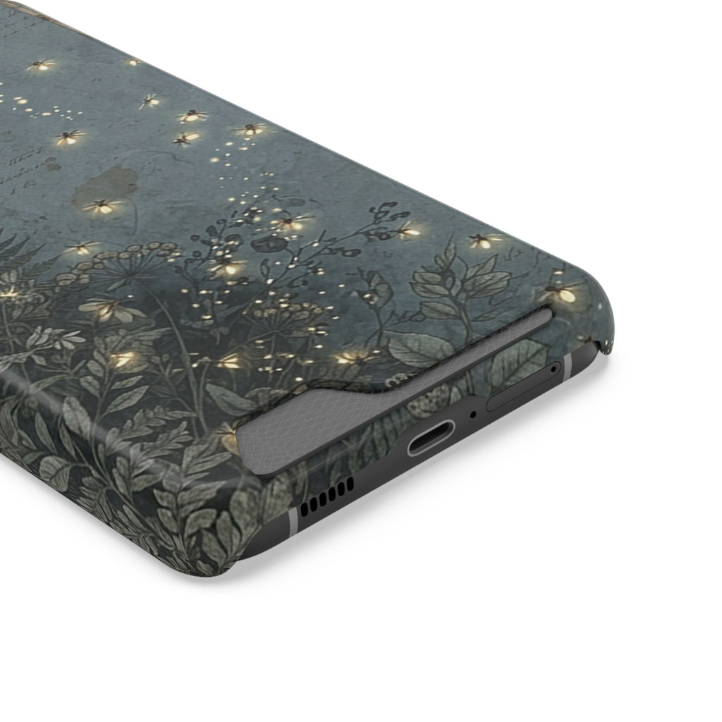 Enchanted Forest phone case with card holder, close-up of the card slot