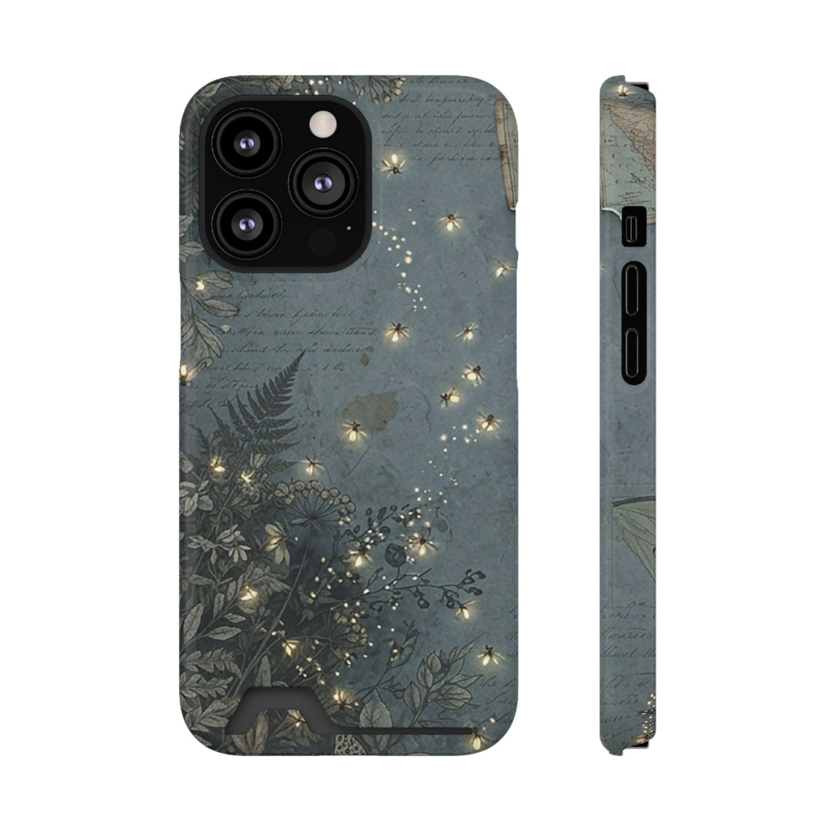 Enchanted Forest phone case with card holder for iPhone 13 Pro, glossy finish