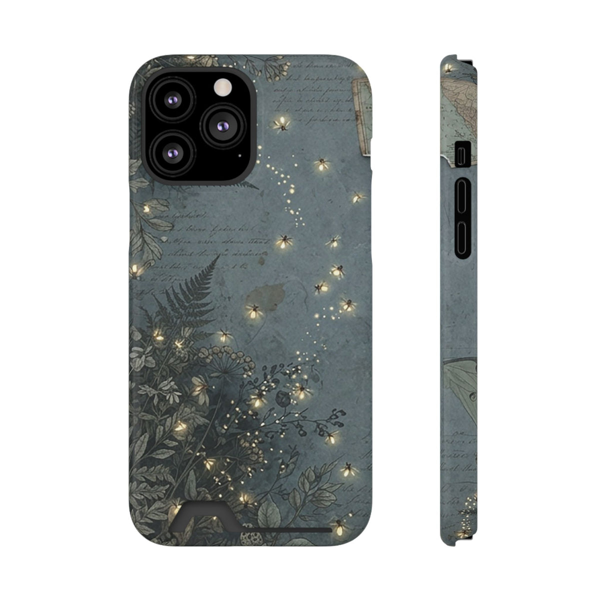 Enchanted Forest phone case with card holder for iPhone 13 Pro Max, glossy finish